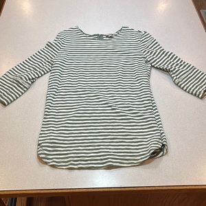 Merona Green and off white striped shirt with 3/4 length sleeve!